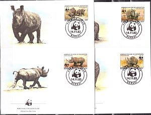 ЦАР 1983, Носорог, WWF, 4 КПД